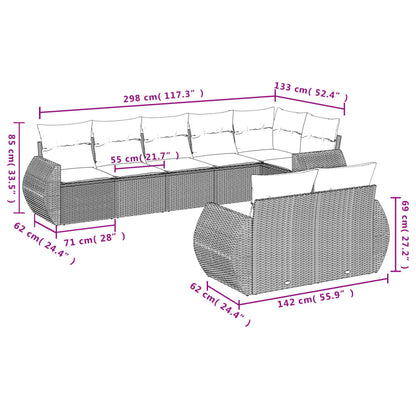 Set Divani da Giardino 8 pz con Cuscini Marrone in Polyrattan