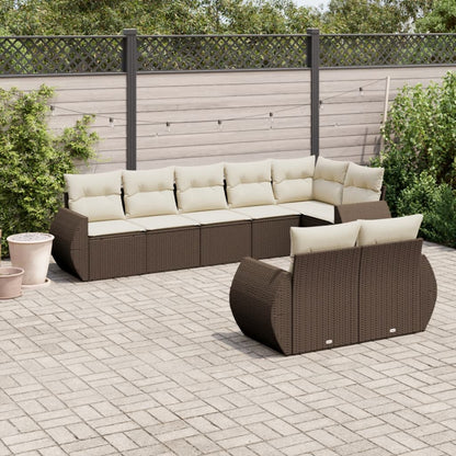 Set Divani da Giardino 8 pz con Cuscini Marrone in Polyrattan - homemem39