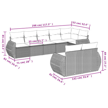 Set Divani da Giardino 8 pz con Cuscini Marrone in Polyrattan | homemem39