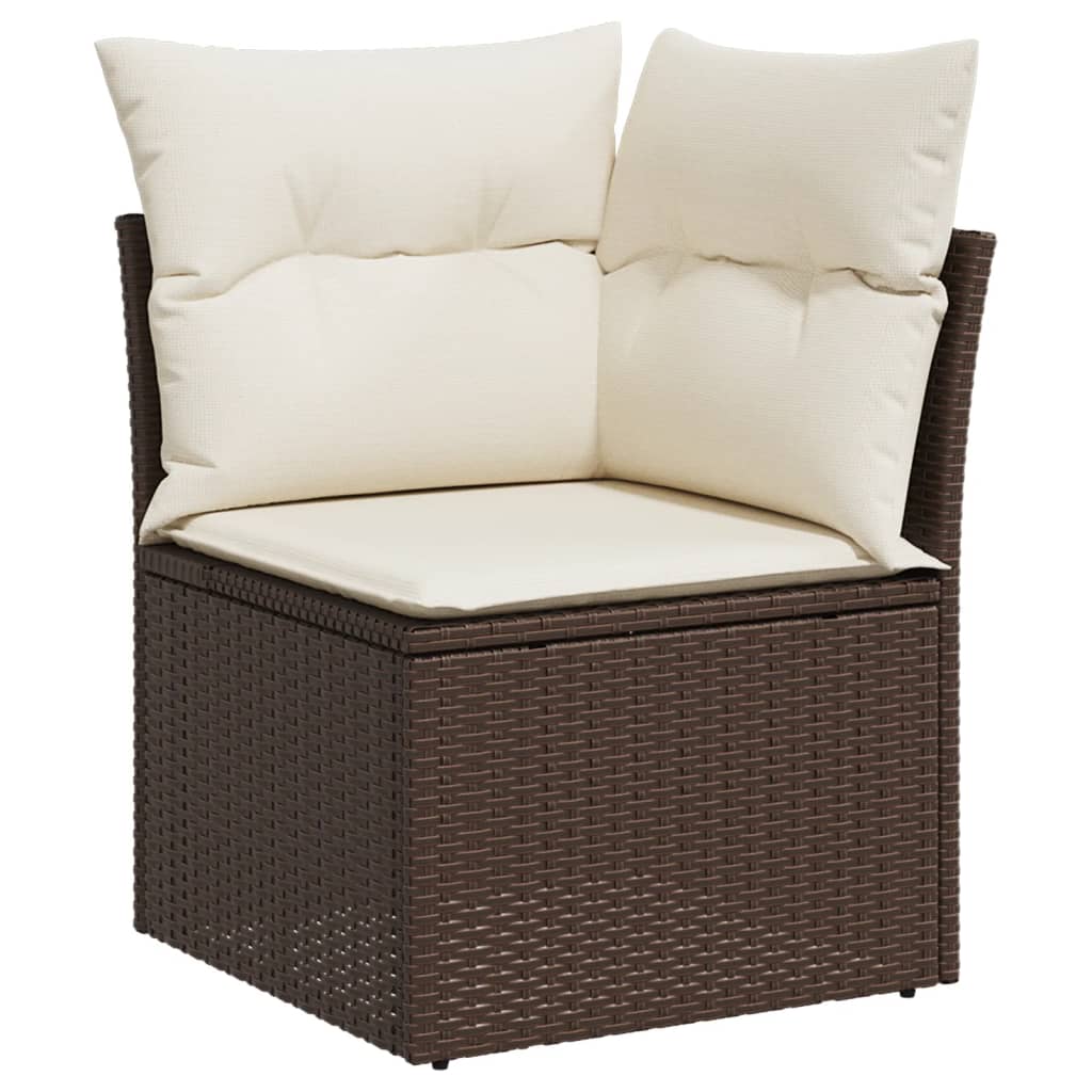 Set Divani da Giardino 9pz con Cuscini Marrone in Polyrattan - homemem39