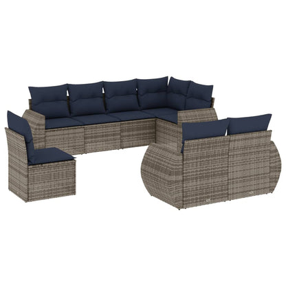 Set Divani da Giardino 8 pz con Cuscini in Polyrattan