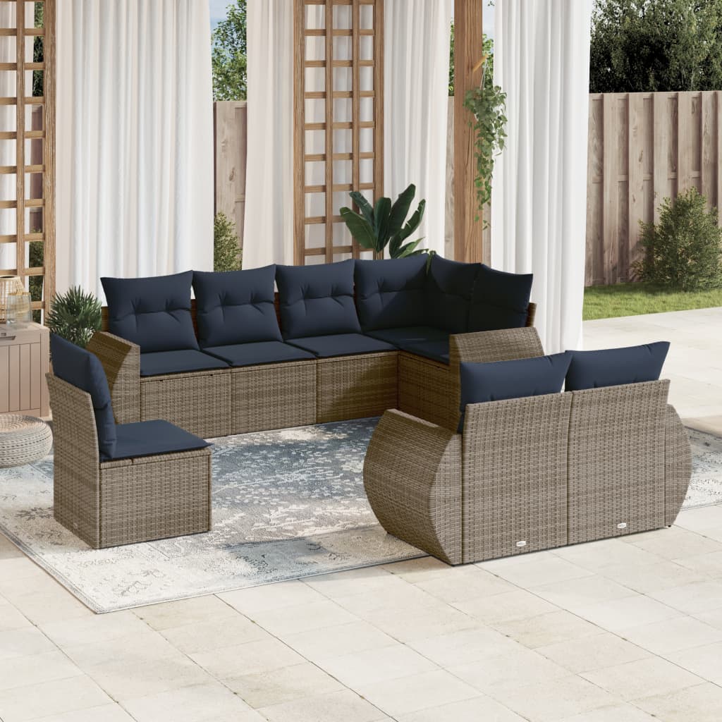 Set Divani da Giardino 8 pz con Cuscini in Polyrattan