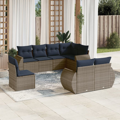 Set Divani da Giardino 8 pz con Cuscini in Polyrattan