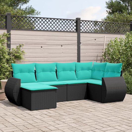 Set Divani da Giardino 6 pz con Cuscini Nero in Polyrattan | homemem39