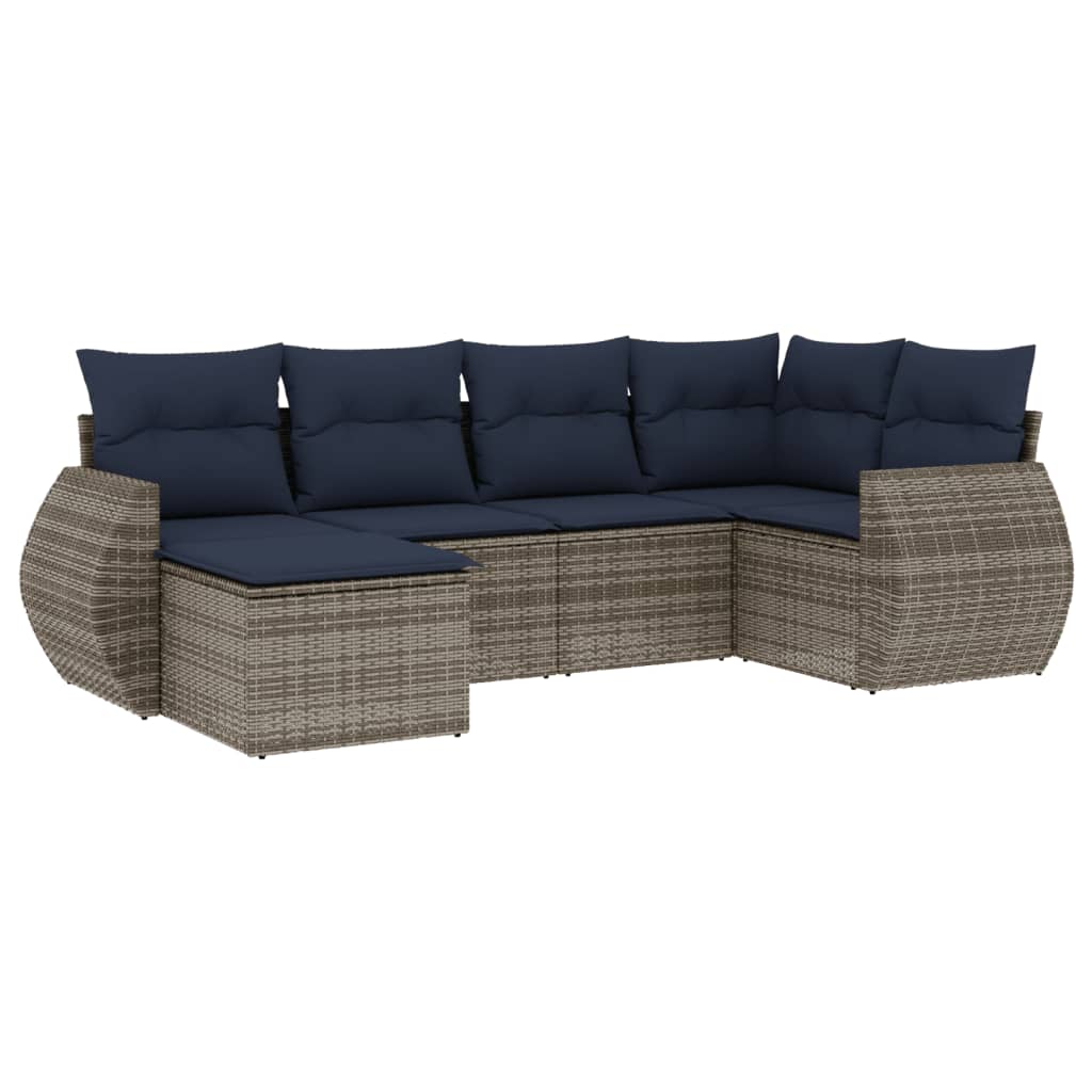 Set Divani da Giardino 6 pz con Cuscini Grigio in Polyrattan | homemem39