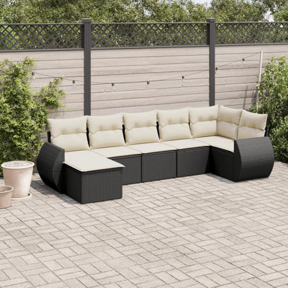 Set Divani da Giardino con Cuscini 7pz Nero Polyrattan - homemem39