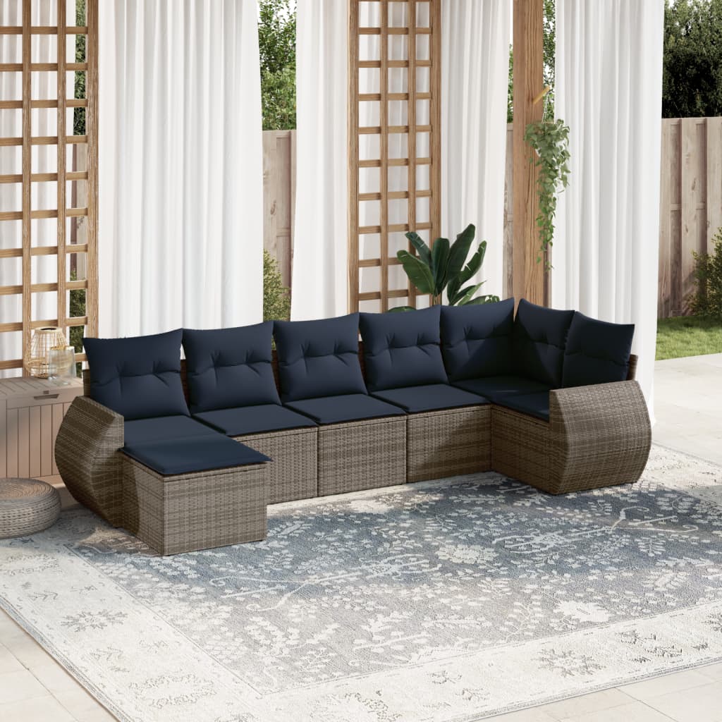 Set Divani da Giardino 7 pz con Cuscini in Polyrattan