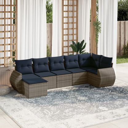 Set Divani da Giardino 7 pz con Cuscini in Polyrattan