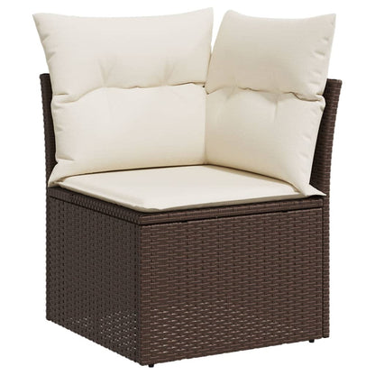 Set Divani da Giardino 7 pz con Cuscini Marrone in Polyrattan - homemem39