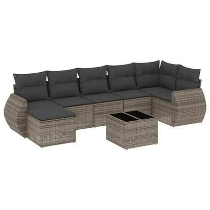 Set Divano da Giardino 8 pz con Cuscini Grigio in Polyrattan - homemem39