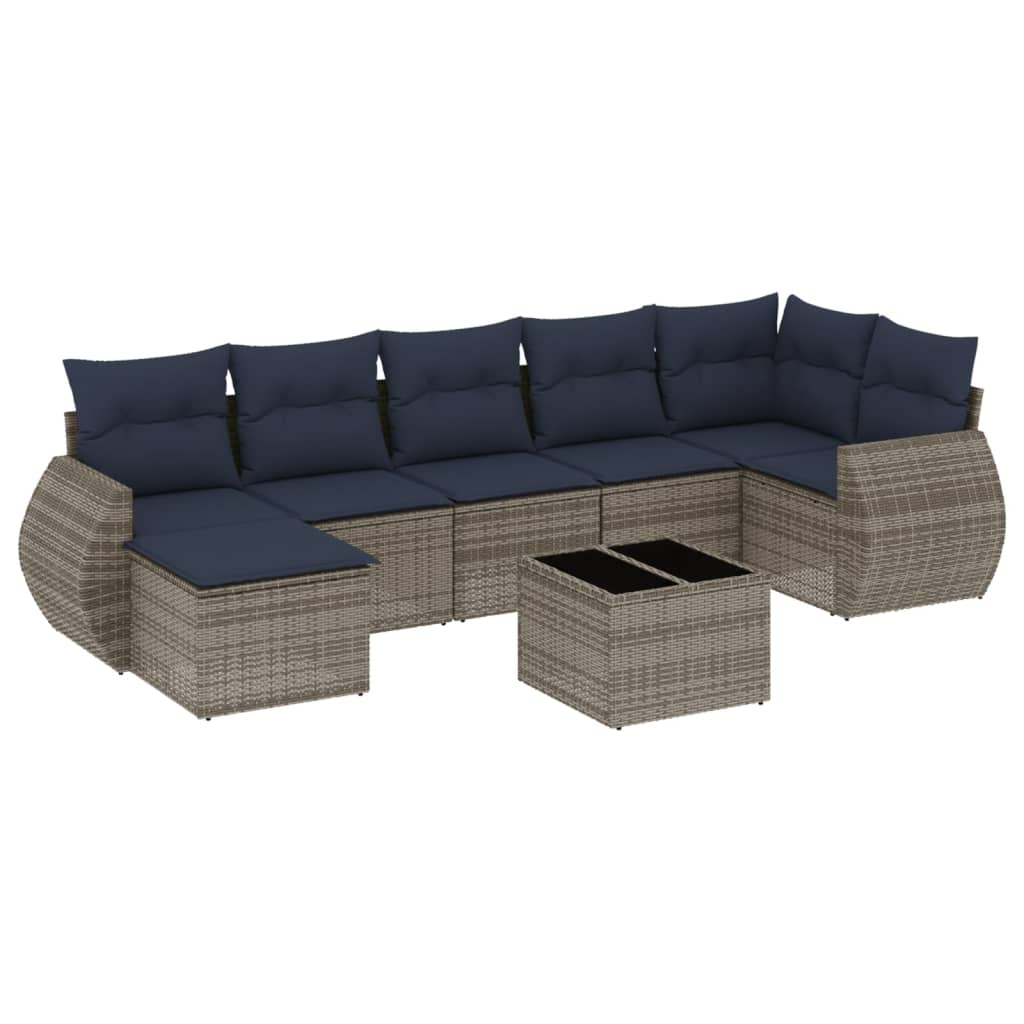 Set Divani da Giardino 8 pz con Cuscini Grigio in Polyrattan | homemem39