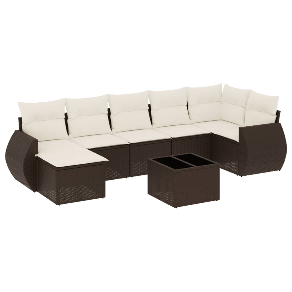 Set Divani da Giardino 8 pz con Cuscini Marrone in Polyrattan - homemem39