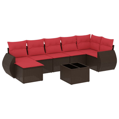 Set Divani da Giardino 8 pz con Cuscini Marrone in Polyrattan | homemem39