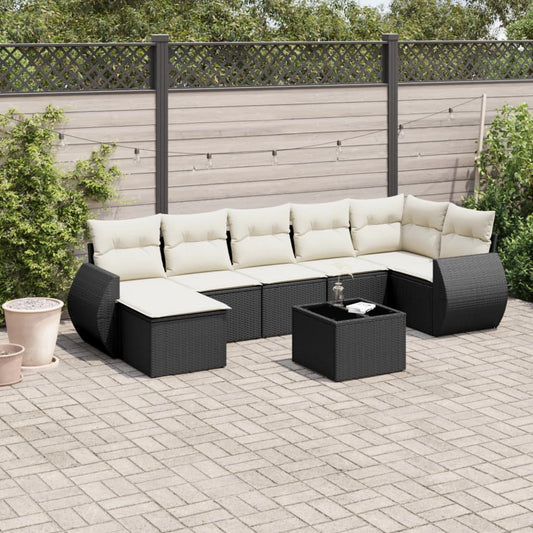 Set Divani da Giardino con Cuscini 7pz Nero Polyrattan - homemem39