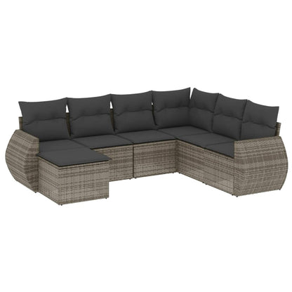 Set Divani da Giardino 7 pz con Cuscini Grigio in Polyrattan - homemem39