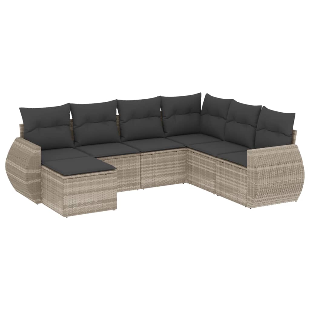 Set Divani da Giardino 7pz con Cuscini Grigio Chiaro Polyrattan - homemem39