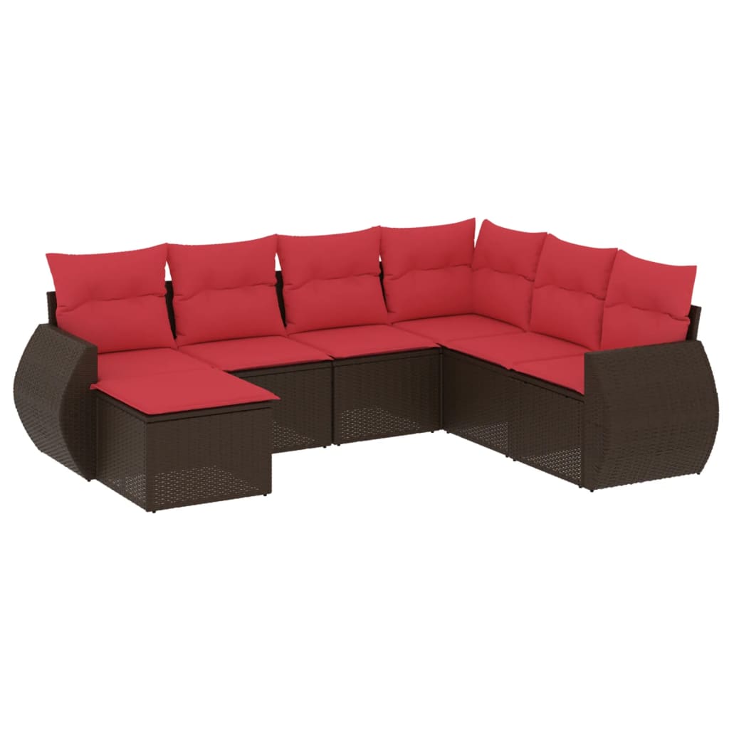 Set Divani da Giardino 7 pz con Cuscini in Polyrattan
