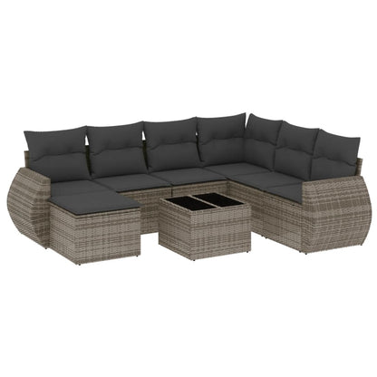 Set Divano da Giardino 8 pz con Cuscini Grigio in Polyrattan - homemem39