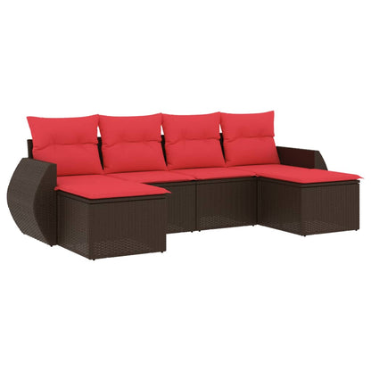 Set Divani da Giardino 6 pz con Cuscini Marrone in Polyrattan | homemem39