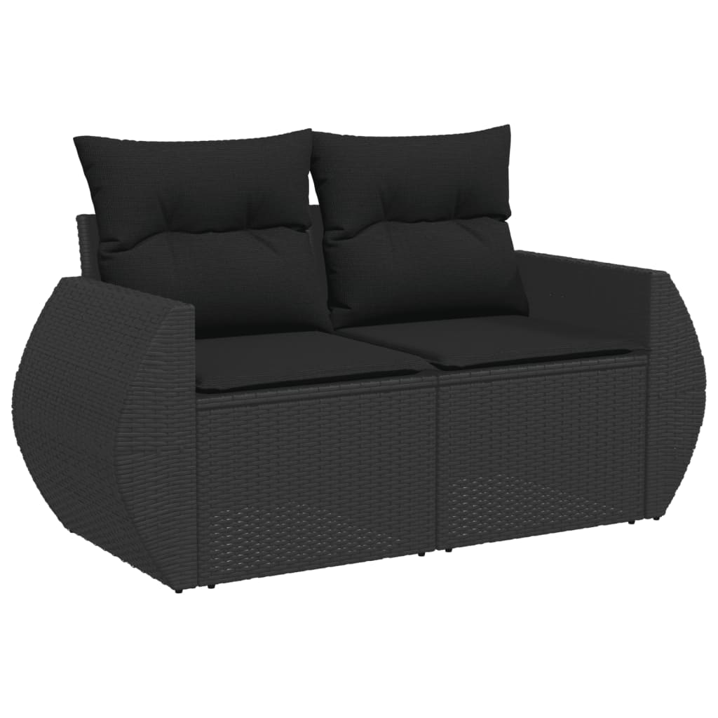 Set Divani da Giardino con Cuscini 8 pz Nero in Polyrattan - homemem39