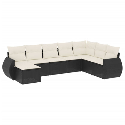 Set Divani da Giardino con Cuscini 8 pz Nero in Polyrattan - homemem39