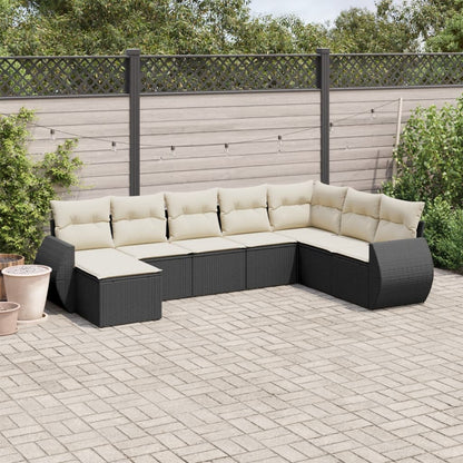 Set Divani da Giardino con Cuscini 8 pz Nero in Polyrattan - homemem39