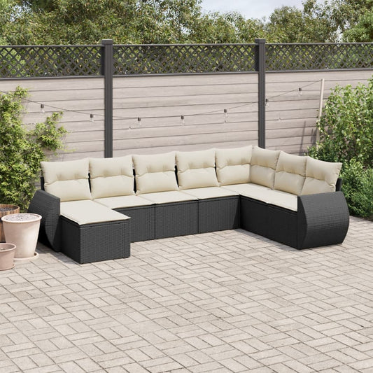 Set Divani da Giardino con Cuscini 8 pz Nero in Polyrattan - homemem39