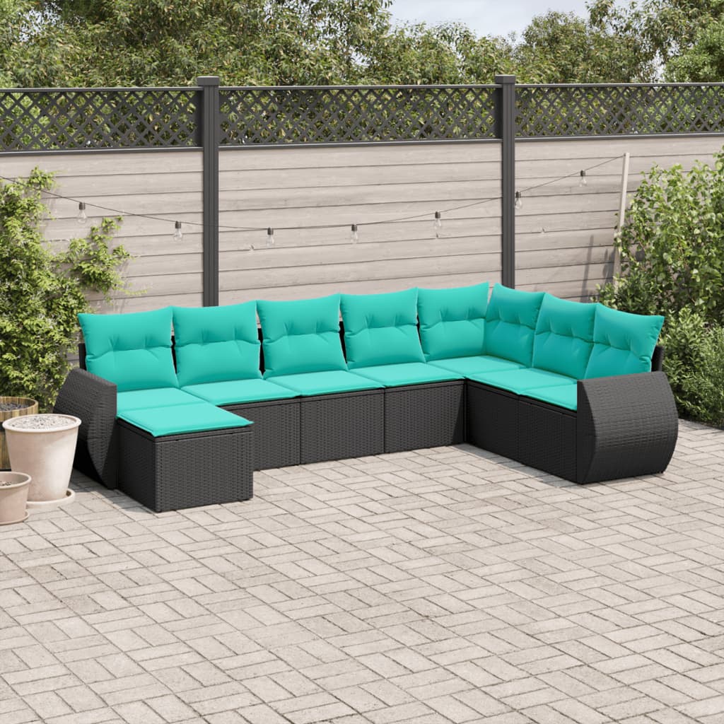 Set Divani da Giardino 8 pz con Cuscini in Polyrattan