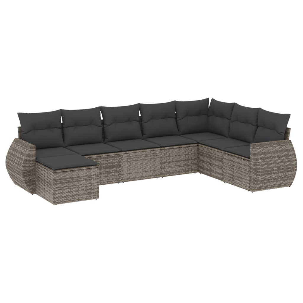 Set Divano da Giardino 8 pz con Cuscini Grigio in Polyrattan - homemem39