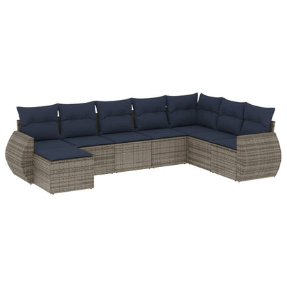 Set Divani da Giardino 8 pz con Cuscini Grigio in Polyrattan | homemem39