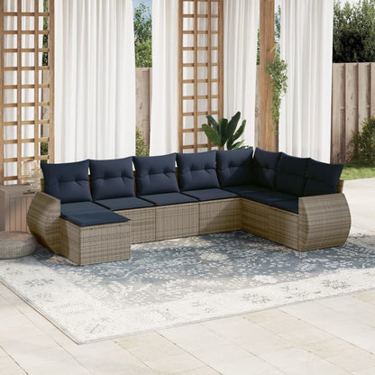 Set Divani da Giardino 8 pz con Cuscini Grigio in Polyrattan
