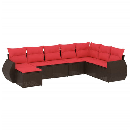 Set Divani da Giardino 8 pz con Cuscini Marrone in Polyrattan | homemem39