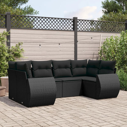 Set Divano da Giardino 6 pz con Cuscini Nero in Polyrattan - homemem39