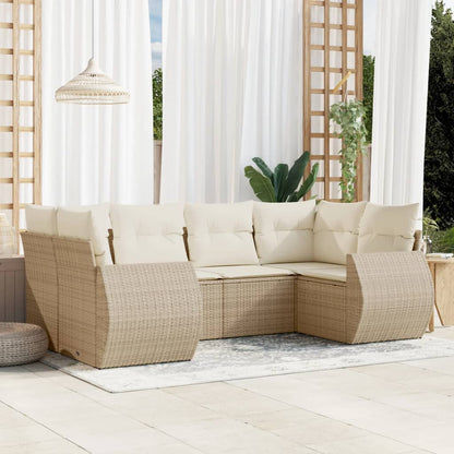 Set Divano da Giardino 6 pz con Cuscini Beige in Polyrattan - homemem39