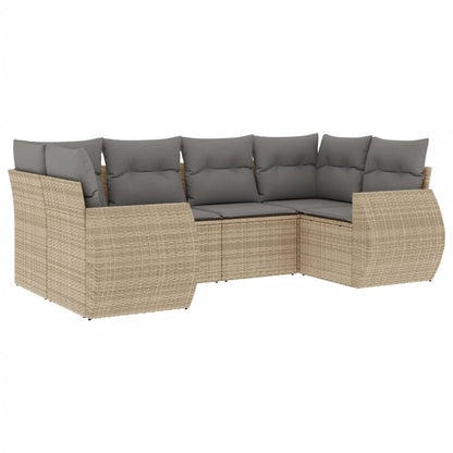 Set Divano da Giardino 6 pz con Cuscini Beige in Polyrattan - homemem39