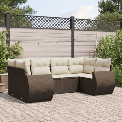 Set Divano da Giardino 6 pz con Cuscini Marrone in Polyrattan - homemem39