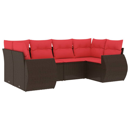 Set Divani da Giardino 6 pz con Cuscini Marrone in Polyrattan | homemem39