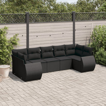 Set Divani da Giardino con Cuscini 7pz Nero Polyrattan - homemem39