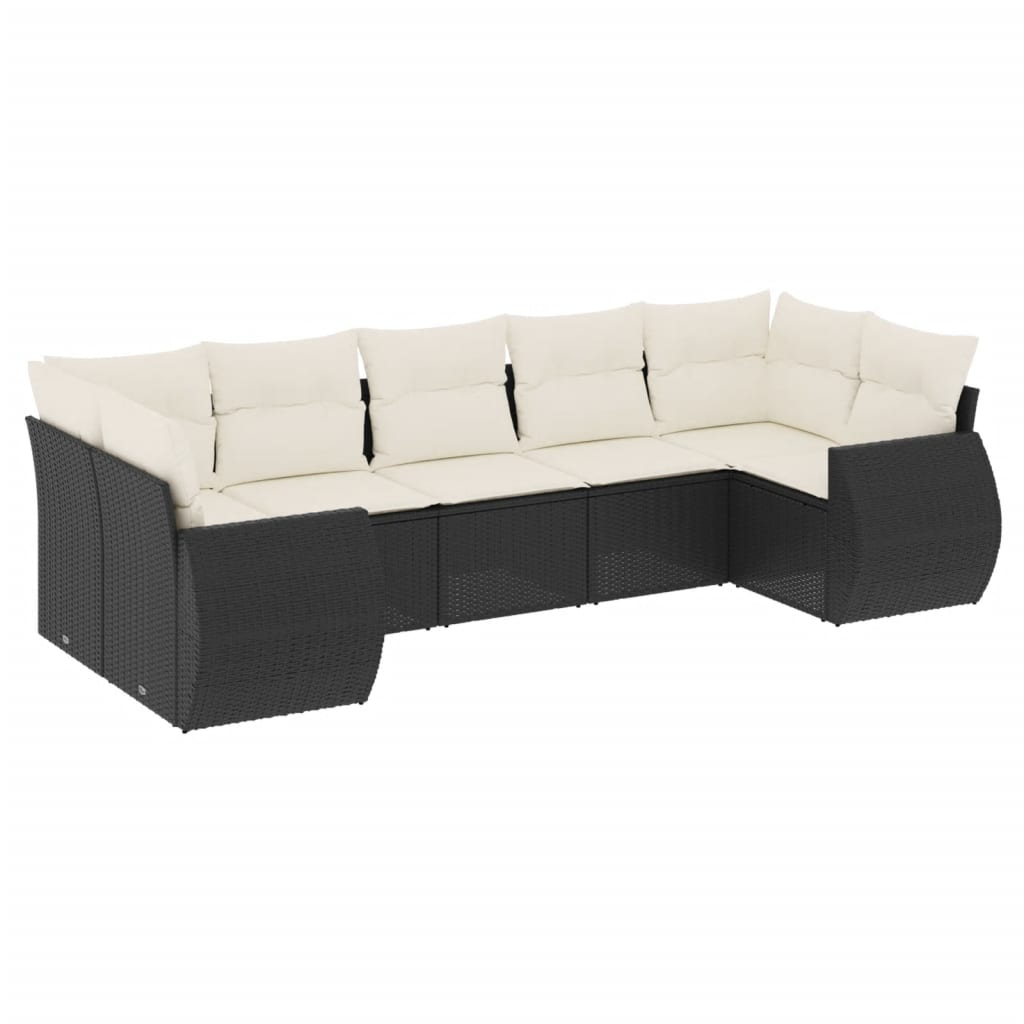 Set Divani da Giardino con Cuscini 7pz Nero Polyrattan - homemem39