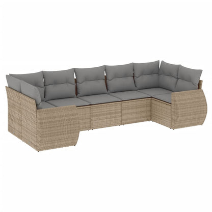 Set Divani da Giardino 7 pz con Cuscini Beige in Polyrattan - homemem39