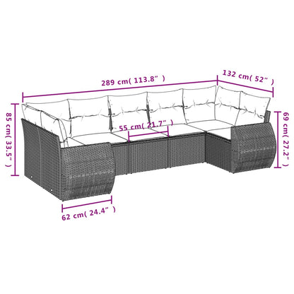 Set Divani da Giardino 7 pz con Cuscini Beige in Polyrattan - homemem39