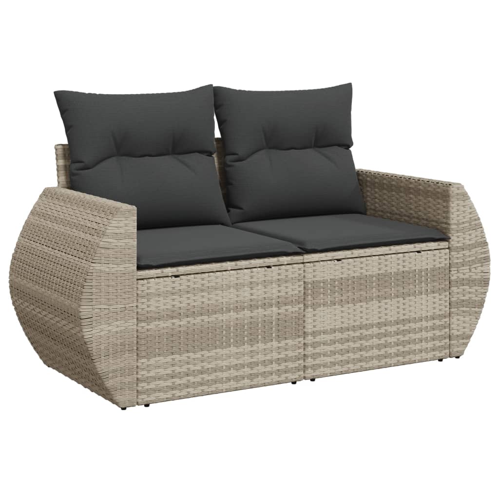 Set Divano da Giardino 9pz con Cuscini Grigio Chiaro Polyrattan - homemem39