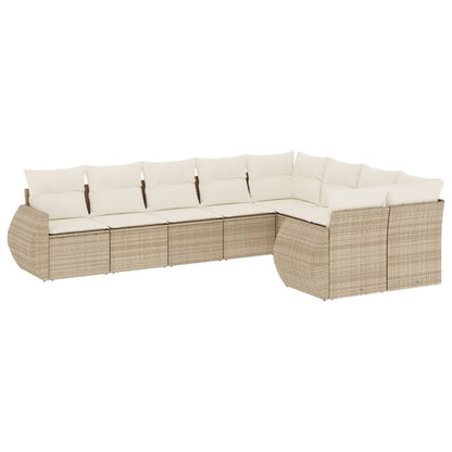 Set Divano da Giardino 9 pz con Cuscini Beige in Polyrattan - homemem39