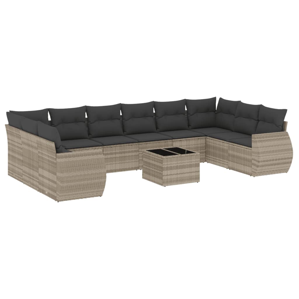 Set Divani da Giardino 11 pz con Cuscini in Polyrattan Grigio - homemem39