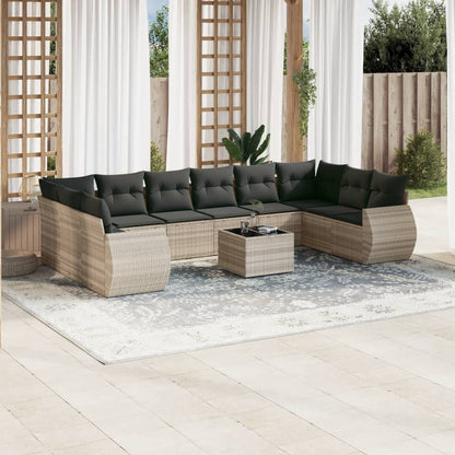 Set Divani da Giardino 11 pz con Cuscini in Polyrattan Grigio - homemem39