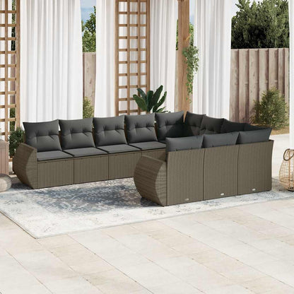 Set Divano da Giardino 10 pz con Cuscini in Polyrattan