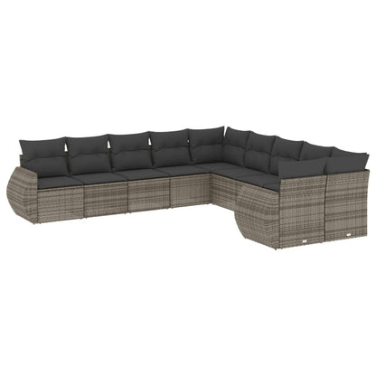 Set Divano da Giardino 10 pz con Cuscini Grigio in Polyrattan - homemem39