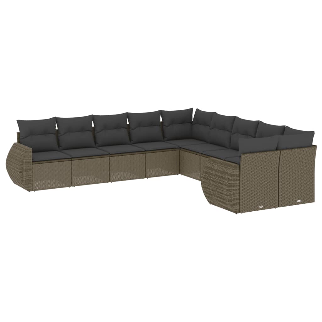 Set Divano Giardino 10 pz con Cuscini Grigio Chiaro Polyrattan - homemem39