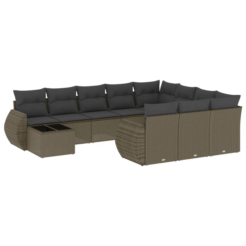 Set Divani da Giardino 11 pz con Cuscini in Polyrattan Grigio - homemem39