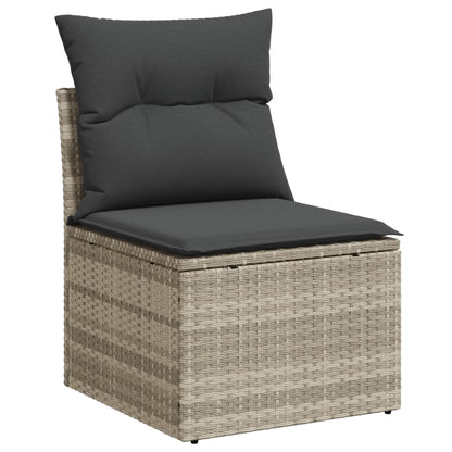 Set Divani da Giardino 11 pz con Cuscini in Polyrattan Grigio - homemem39